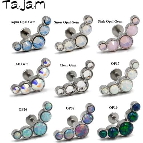 1PC G23 Titanium&Surgical Steel Internally Threaded Opal Gem Ear Tragus Cartilage Earring Labret Stud Body Piercing Jewelry 1