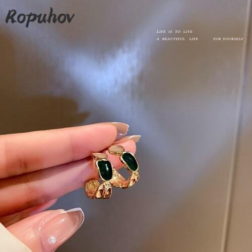 ROPUHOV 2021 New Korean Trendy Jewelry 925 Silver Needle Drop Oil C-shaped Earring Female French Retro Simple Earrings Senior