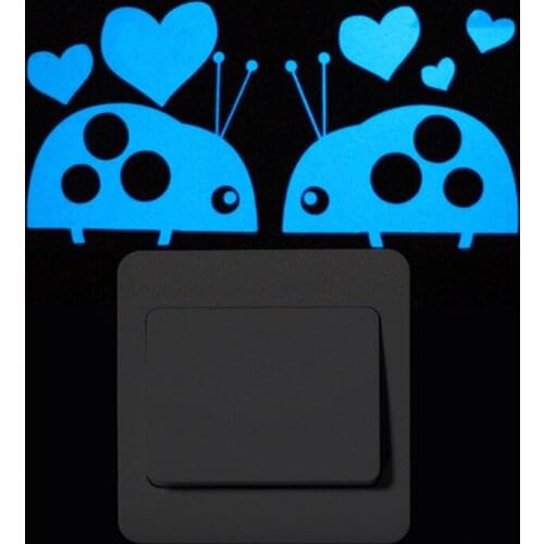 Luminous Cartoon Switch Sticker Home Decor Cartoon Glowing Wall Stickers Dark Glow Decoration Sticker Kid Room Decor Home Decor