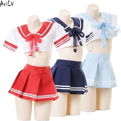 AniLV Japanese Anime FGO School Sailor Uniform Swimsuit Costume JK Student Girl Swimwear Pool Party Cosplay