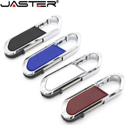 JASTER Promotional Leather carabiner creative U disk External Storage memory stick 2.0 4GB 8GB 16GB 32GB 64GB USB flash drive