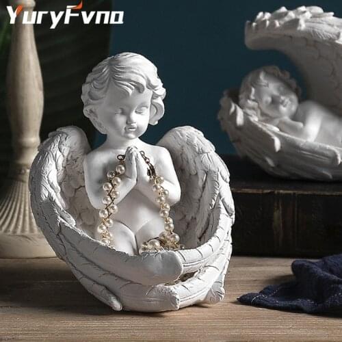 YuryFvna Vintage Angel Statue Angel Sculpture Miniature Figurines Home Decoration Wedding Decor Crafts Birthday Gift