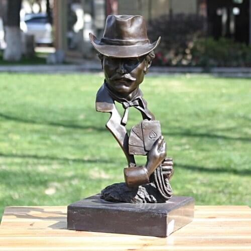 The magician poker male body BRASS statue head ornaments ornaments crafts gifts Home Furnishing