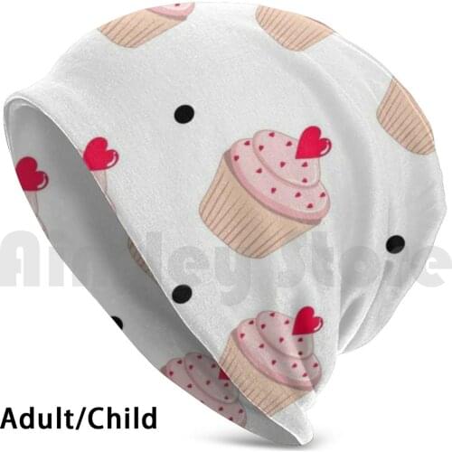 Cake Pattern Beanies Knit Hat Hip Hop Donut Dessert Food Sweet Homemade Bakery Ring Hole Sugar Chocolate Milk