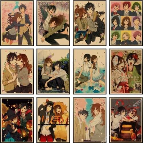 Japanese classic anime Horimiya Retro Poster kraft Paper room /Bar/cofe Home Art painting wall sticker