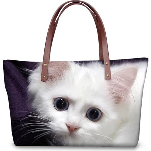 Noisydesigns Kawaii Cute Siamese Cat Kitty Print Women Handbag Lovely Animal Ladies Handbags Female Shoulder Bags Casual Beach