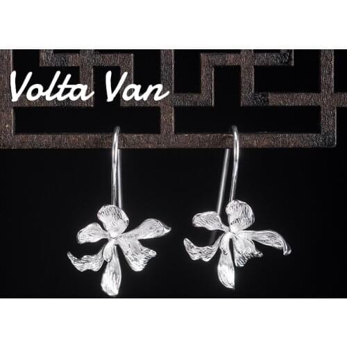 Volta Van 925 Sterling Silver Drop Earrings Elegant 2021 New Iris Pendientes Plata Vintage Jewelry Classic Silver Earrings