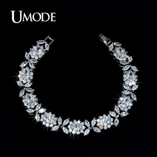 UMODE Bijoux Trendy White Gold Color Top Grade Multishaped AAA CZ Tennis Bracelets For Women Luxury Jewelry AUB0023