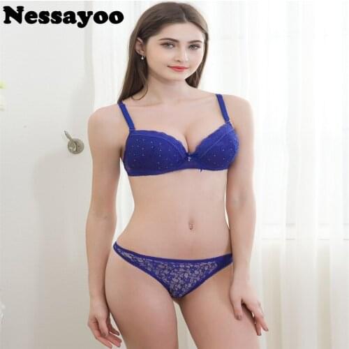 Women Bra Set Lingerie Set 34BC 36BC 38BC 40BC Luxurious Vintage Lace Embroidery Push Up Bras And Panty Sets Lace Sexy Underwear