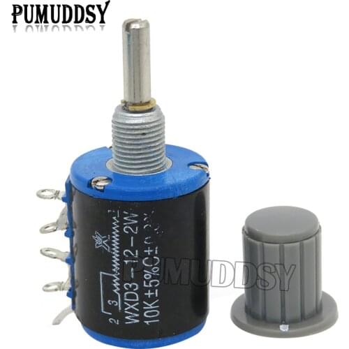 2PCS = 1PCS WXD3-12 1W 10K 4.7K 3.3K 2.2K 1K Resistance Ring Multi Circle Precision Wire Wound Potentiometer + 1PCS Grey Knob