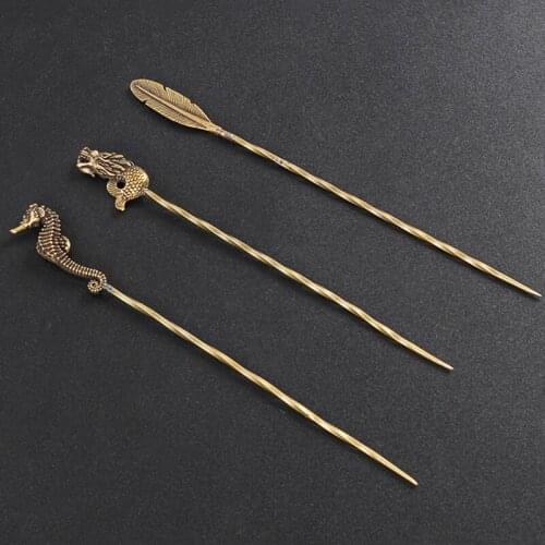 1Pc Retro Brass Cigar Pass Needle Cigar Smoker Portable Dredge Drilled Spiral Ventilation Needle Cigar Tool Accessories