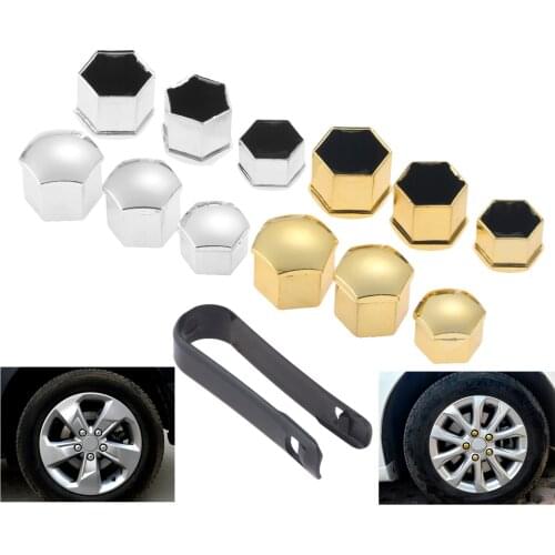 20Pcs Universal Anti-Rust 17 19 21mm Chrome Glossy ABS Auto Trim Tyre Wheel Nut Screw Bolt Protection Covers Caps Car Styling