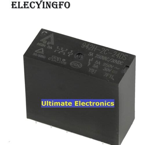 5pcs 942H-2C-24DS-24vdc-5a Two open two closed relays