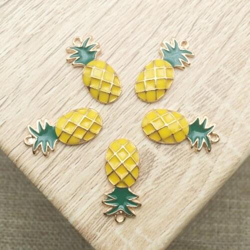 50pcs Pineapple Pendant Strass Charms Jewelry Art Hair Clip Decor Floating Enamel Earring Bracelet Garment Shoes Zipper Ornament