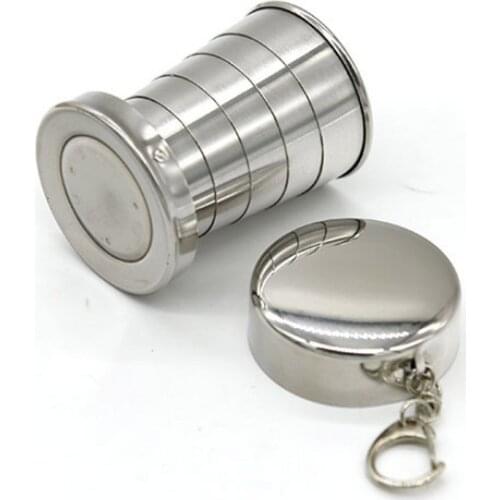 75ML Stainless steel folding cup stainless steel folding retractable cup folding cup blackjack cup Teacups Teaware folding glass