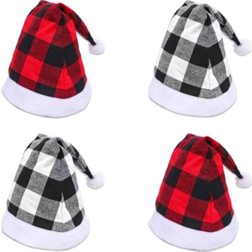 9 Packs Cute Christmas Hats Black And White Plaid Merry Christmas Hat Funny Home Xmas Party Gift Decorations For Kids Adult