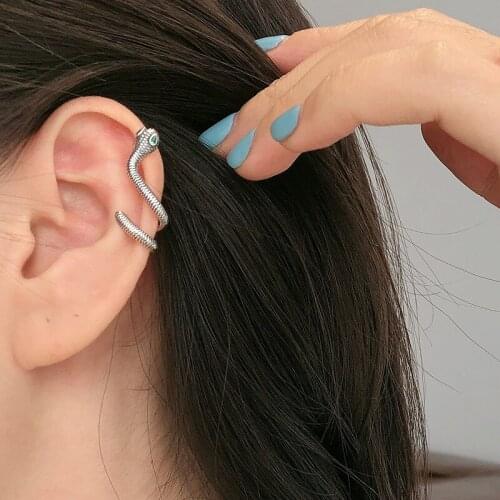 925 Silver Ear Bone Clip Earring Cold Wind Chain Snake Cattle Broadside Belt Ear Clip Without Pierced Woman Girl Boy Ear Jewelry