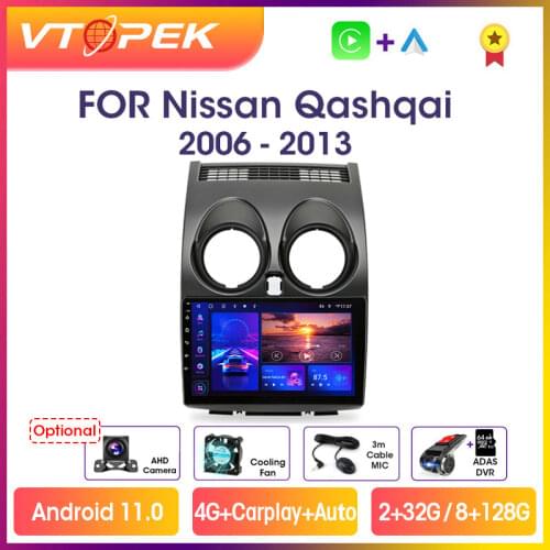 Vtopek 9" 4G+WiFi DSP RDS 2din Android 9.0 Car Radio Multimedia Video Player For Nissan Qashqai 1 J10 2006-2013 Navigation GPS