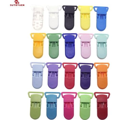 Free Shipping 15 Pcs Mix Colors Plastic Pacifier Clip Holder Soother Mam Baby Dummy Clips Chain For 20mm Ribbon 15 Colors