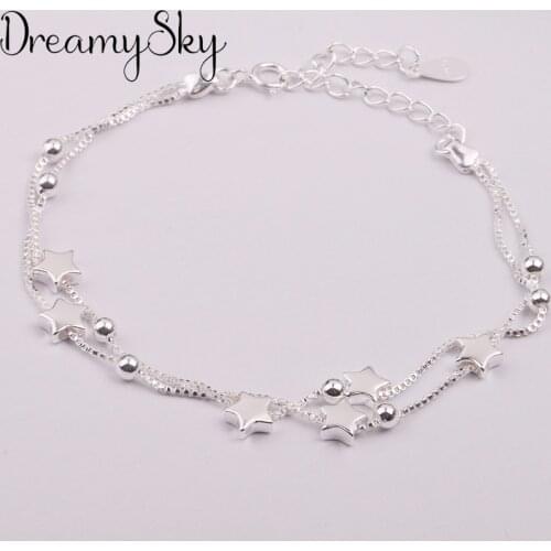 2019 Summer Trendy Silver Color Star Beads Bracelets For Women Bohemia Fashion Girls Charm Bracelets Wedding Jewelry