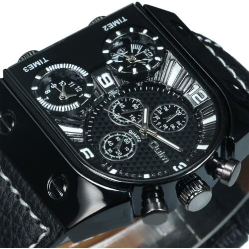 Military Watch Men Sport Pilot Watch 3 Time Zone Oversize Quartz Watches Big Dial Fashion Casual Top Brand Zegarek Meski Relojes