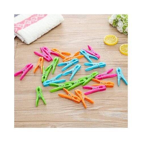 24PCS/Bag Plastic Clothespins Long Clips Bow-backed Small Windproof Clips Drying Clothespins for Fixing Clothes Household