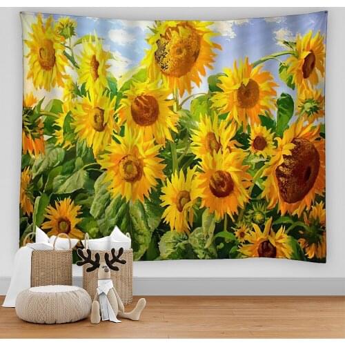 Sunflower Tapestry Flower Tapestry Wall Hanging Chart Hippie Bohemian Tapestries Colorful Psychedelic Boho Home Home Decor