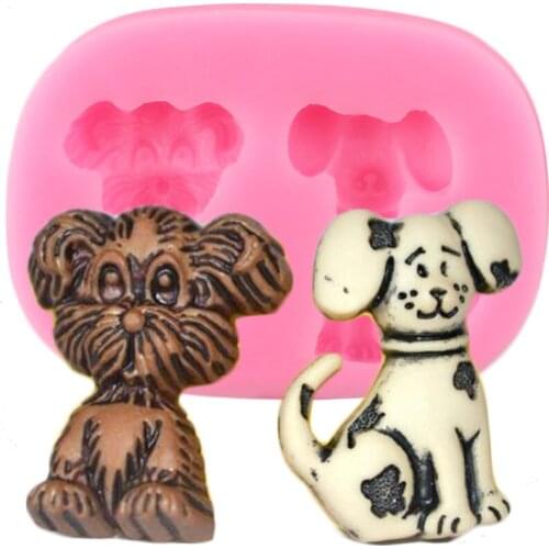 Cute Dogs Silicone Mold DIY Party Cake Decorating Tools Cupcake Topper Fondant Mold Candy Chocolate Mould Soap Resin Clay Molds