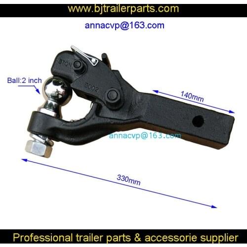 2"x 2" pintle hook with 2" ball, 8ton, trailer parts. short shank 1-hole