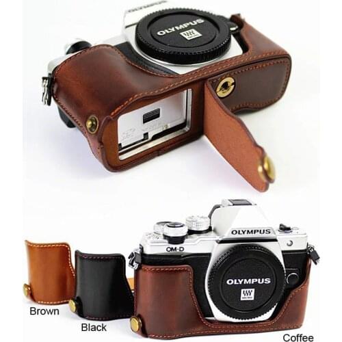 Leather Half Case Grip for Olympus OM-D E-M10 Mark II M2/ Mark III M3 Camera/E-M10 Mark IV