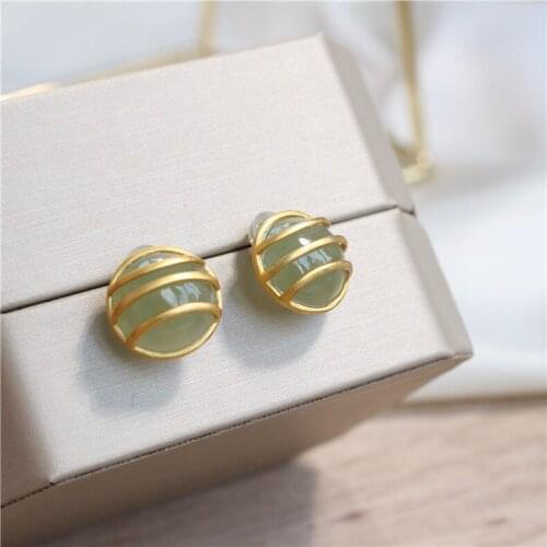 S925 Sterling Silver round Studs Trendy Korean Exquisite Temperamental Cold Style Geometric Design Advanced Fashion Silver Jewel