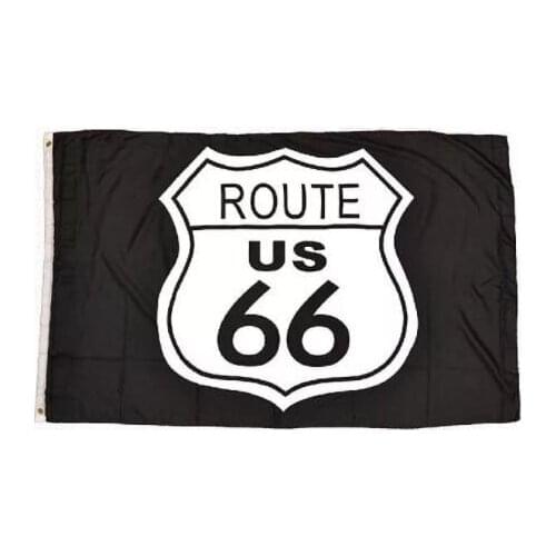 Route 66 banner flag 90x150cm with 100D Polyester fan banner