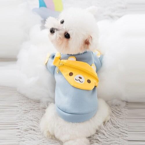 Cute Cartoon Puppy Dog Cat Sweatshirt Pet Backpack Sweatshirt Autumn Winter Warm Thicken Velvet Pullover Shirt for Chihuahua