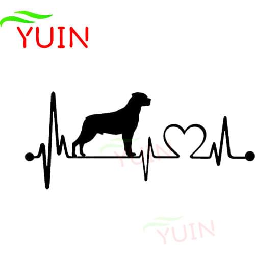 Fashion Cartoon Animal Decals Rottweiler Heartbeat Lifeline Dog Car Sticker Personality PVC Window Decoration Waterproof Decal