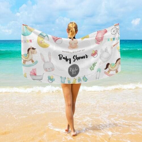 Cartoon children fast drying beach towel, micro foam soft flannelette, environmental protection towel, surfing camping towel