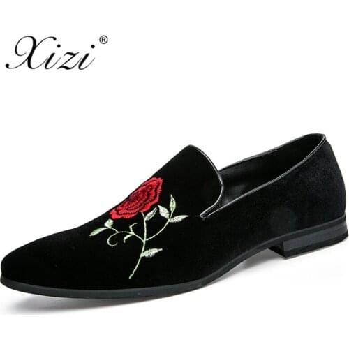 XIZI 2018 Handmade Black Rhinestore Mens Suede Loafers Wedding Party Men Shoes Luxury Brand Noble Elegant Dress Shoes for Men