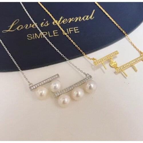 New Style 925 Sterling Silver Necklace Set Findings Jewelry Settings Mountings Parts for Akoya Edison Pearls, Coral, Jade