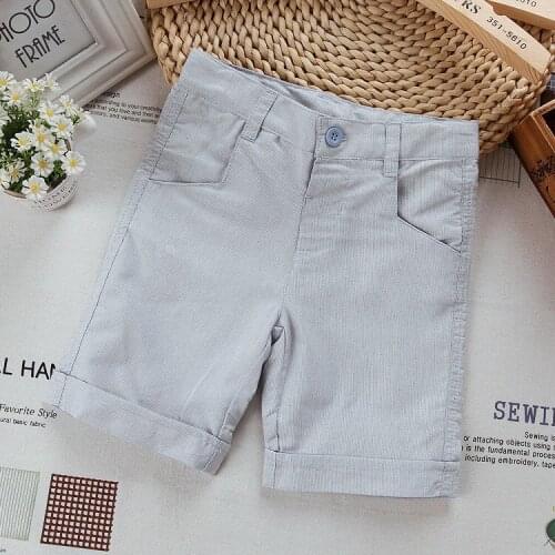 Baby solid shorts adjustable waist with linen blended fabric A type