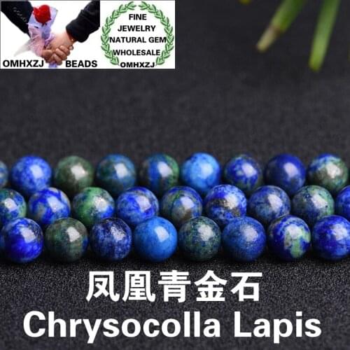 OMHXZJ Wholesale ZB33 4681012mm DIY Bracelet Necklace Jewelry Making Accessories Natural Stone Fine Chrysocolla lapis Round Bead