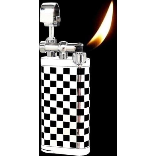 Genuine oblique SPUNK cigarette pipe gas lighter with Tobacco Pipe Tamper personality Retro Metal rocker arm lighter easy ignite