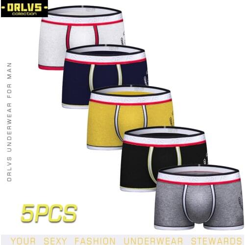 ORLVS 5PC/LOT Men Underwear Men Boxers Shorts Trunks Men Shorts Comfortable Men Boxer Breahtable Cotton Male Underwear Boxer