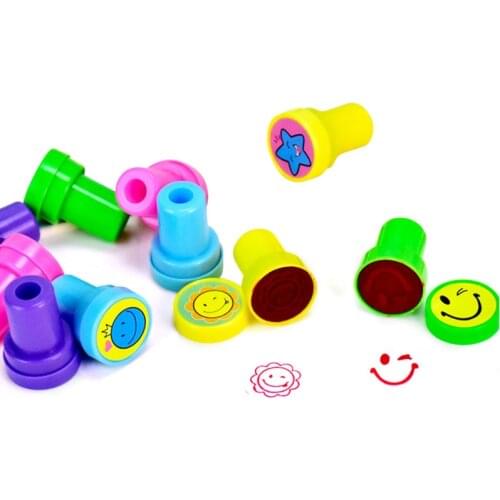 10pcs/Set Seal Children Toy Stamps Cartoon Smiley Face Kids Seal For Scrapbooking Stamper DIY Painting Photo Album Decor