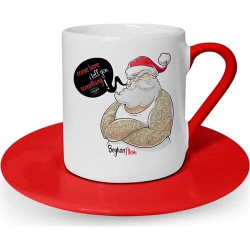 Personalized Santa Claus Happy Birthday Red Turkish coffee Cup-5