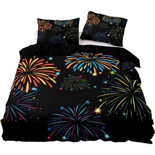 Minimalist Style Duvet Cover 228x228 Pillowcase 3Pcs,140x200 Quilt Cover,Blanket Cover ,Beautiful Fireworks Pattern Bedding Set