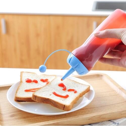 PP Food Grade Ketchup Sauce Dispenser Bottles Mustard Mayo Squeeze Condiment Bottles With Cap Household Kitchen Accessories