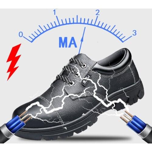 Plus Size Men Fashion Black Steel Toe Caps Work Safety Electric Welding Shoes Genuine Leather Tooling Boots Protective Footwear