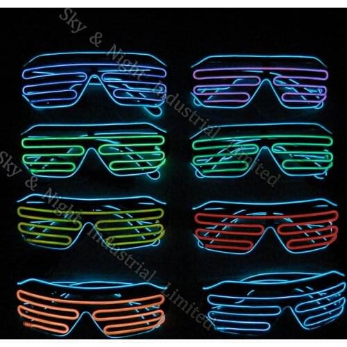 Mix color EL shutter glasses (Frame:Ice blue-Inside:red/pink/orange/lemon/green/blue/purple/yellow)+3V Inverter