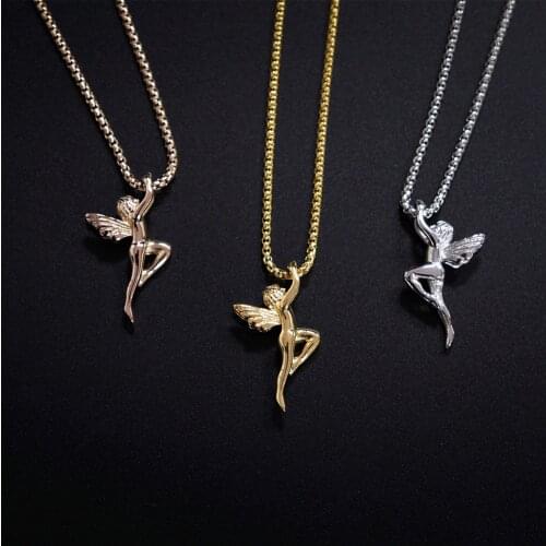 Luxury Stainless Steel Chain Necklace Angel Boys Cherub Necklace Couple Jewelry Hip Hop Men Women Long Chain Jewelry