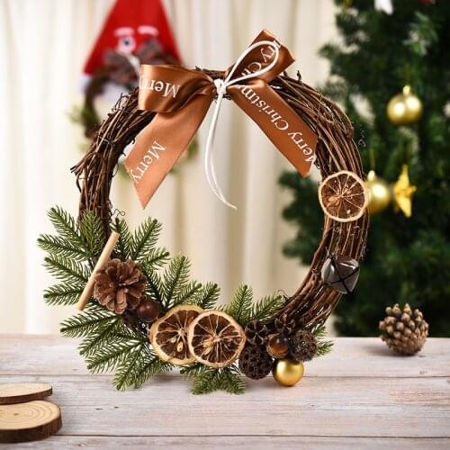 Christmas Wreath Ornaments Rattan Garland Santa Snowman Vine Ring Pendant Christmas Decoration For Christmas Holiday New Year