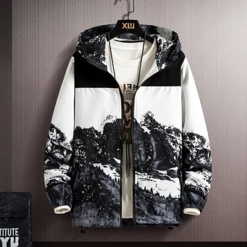 Fashion Brand Spring Autumn Men Casual Streetwear Floral Hoodie Jacket Man Waterproof Clothes Mens Windbreaker Coat Male Outwear